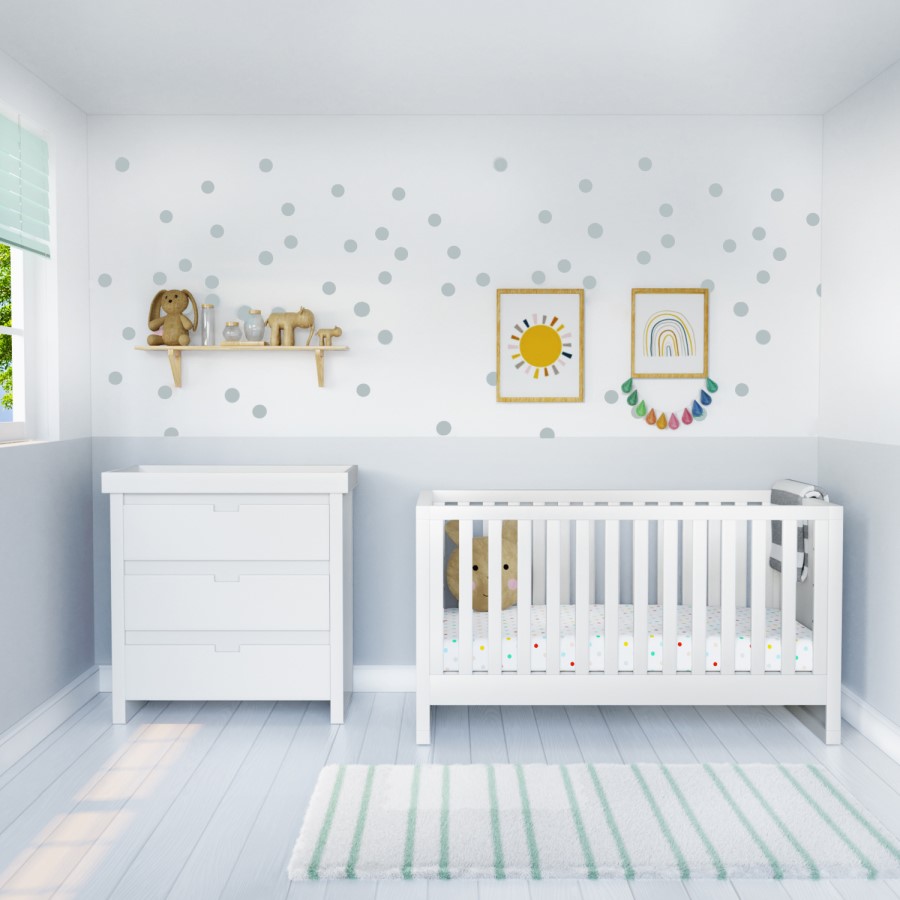 GRADE A1 - White Pine Wood Convertible 2-in-1 Cot Bed - Mason