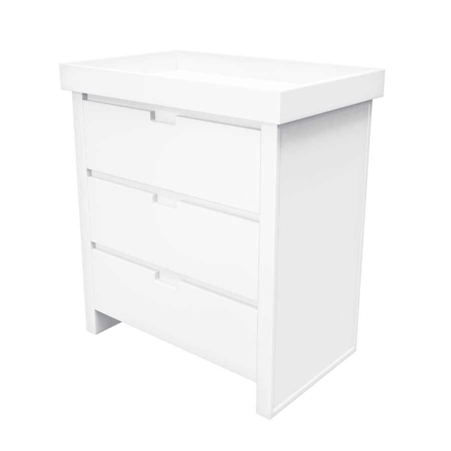 White Pine Wood Changing Unit with 3 Handleless Drawers - Mason