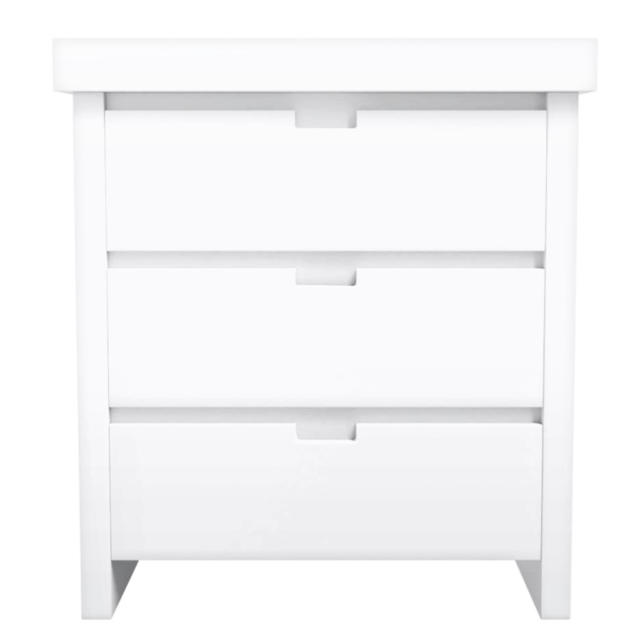 White Pine Wood Changing Unit with 3 Handleless Drawers - Mason