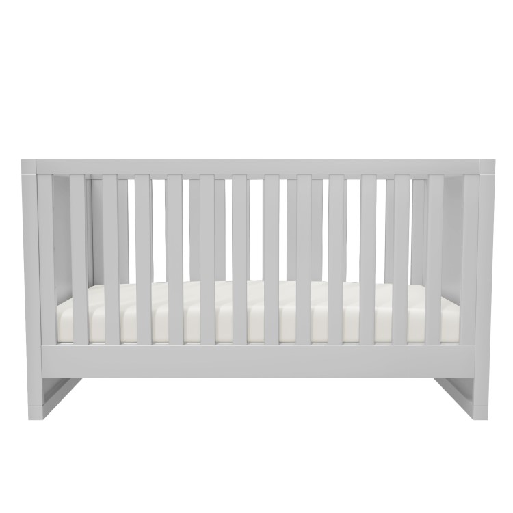 Light Grey Pine Wood Convertible 2-in-1 Cot Bed - Mason