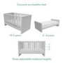 Light Grey Pine Wood Convertible 2-in-1 Cot Bed - Mason