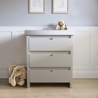 Light Grey Pine Wood Changing Unit with 3 Drawers - Mason