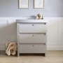 Light Grey Pine Wood Changing Unit with 3 Drawers - Mason