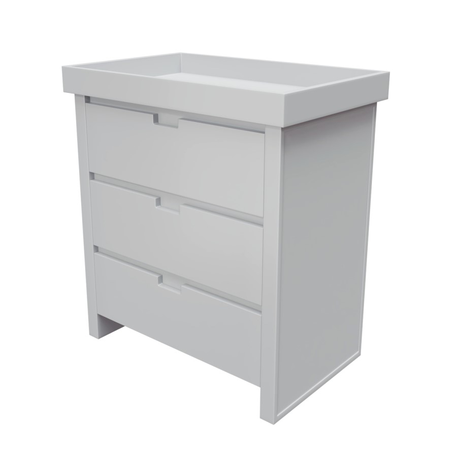 Light Grey Pine Wood Changing Unit with 3 Drawers - Mason