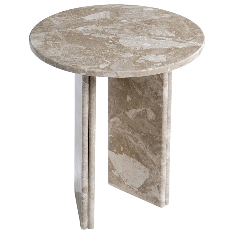 Small Round Beige Marble Side Table - Matilda