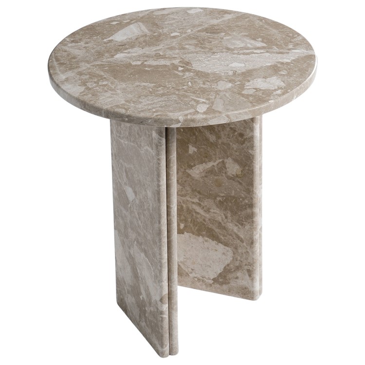 Small Round Beige Marble Side Table - Matilda