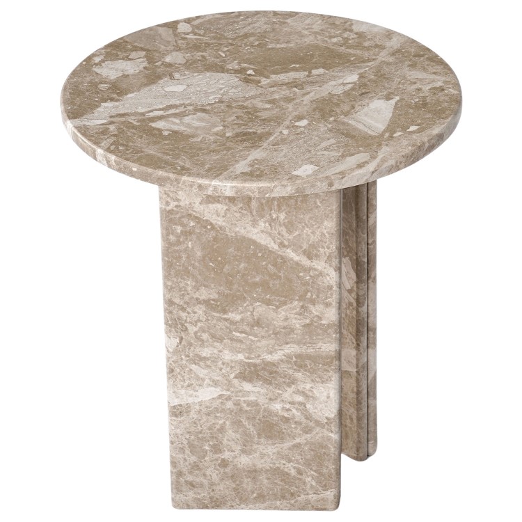 Small Round Beige Marble Side Table - Matilda