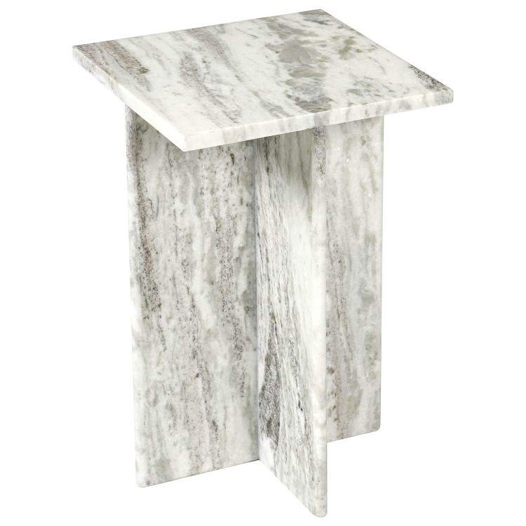 Small Square Grey Marble Side Table - Matilda