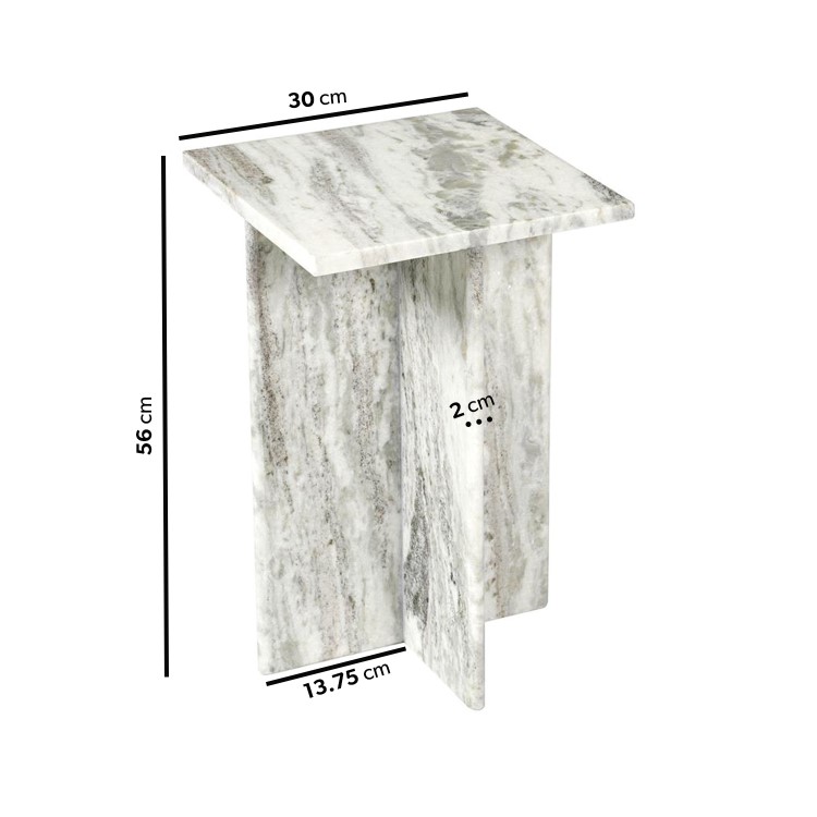 Small Square Grey Marble Side Table - Matilda