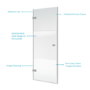 800mm Fluted Glass Hinged Shower Door 8mm Right Hand - Matira