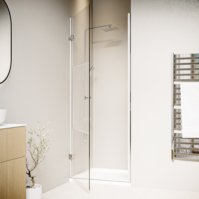 800mm Fluted Glass Hinged Shower Door 8mm Right Hand - Matira