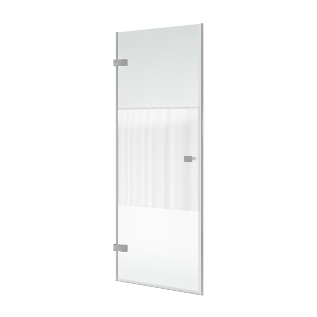 800mm Fluted Glass Hinged Shower Door 8mm Right Hand - Matira