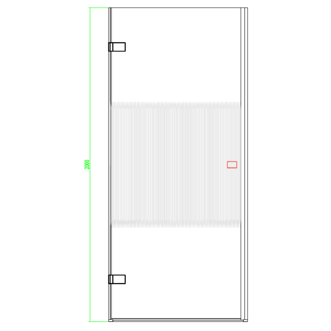 800mm Fluted Glass Hinged Shower Door 8mm Right Hand - Matira