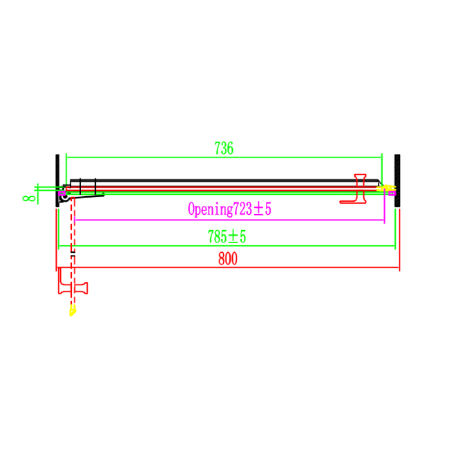 800mm Fluted Glass Hinged Shower Door 8mm Right Hand - Matira