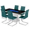 LPD Matrix Black High Gloss Dining Table Set with 6 Teal Dining Chairs