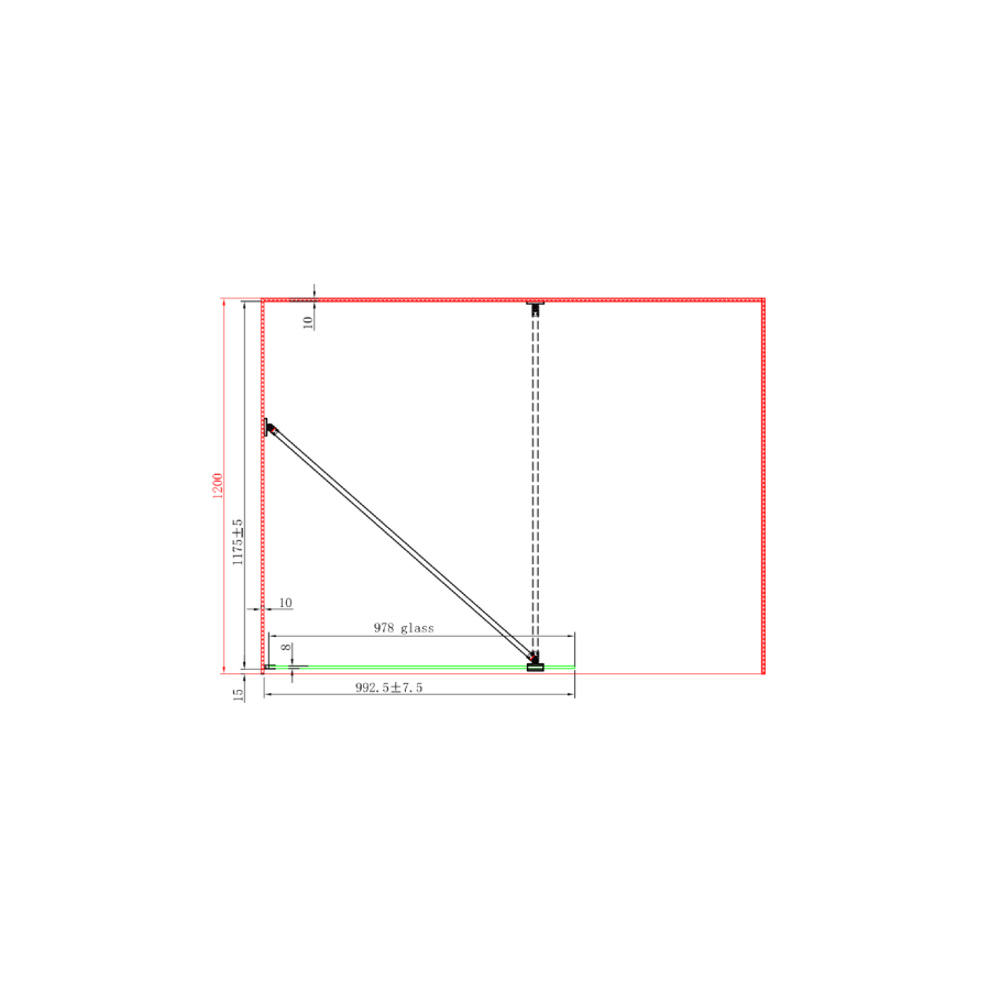 1000mm Brushed Brass Ribbed / Fluted Glass Shower Screen for Wet Room & Walk In Shower - Matira