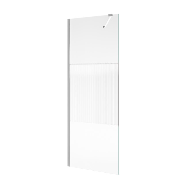 Fluted Glass 1000mm Wet Room Shower Screen with Wall Support Bar - Matira