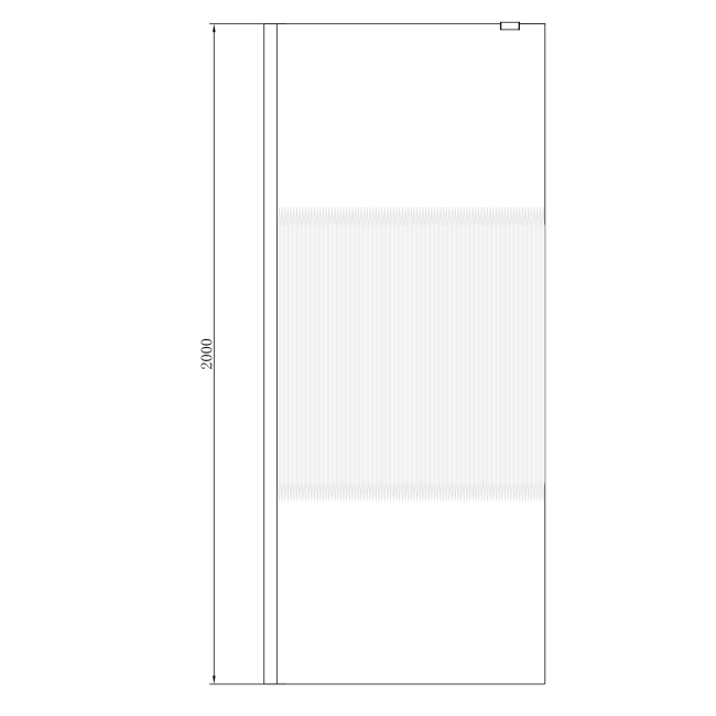 Fluted Glass 1000mm Wet Room Shower Screen with Wall Support Bar - Matira