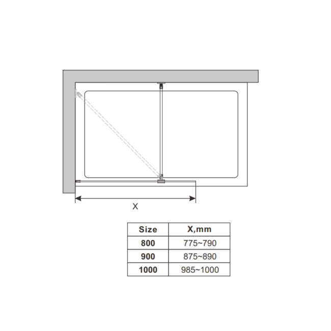 Fluted Glass 1000mm Wet Room Shower Screen with Wall Support Bar - Matira