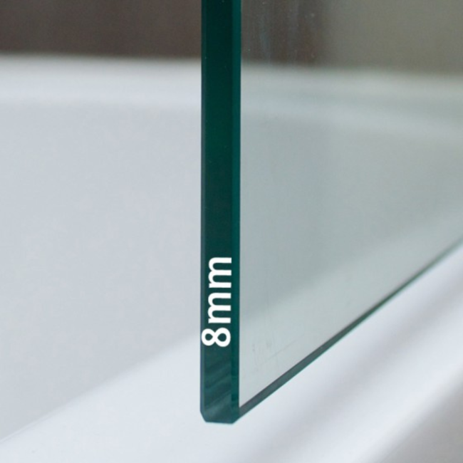 Fluted Glass 800mm Wet Room Shower Screen with Wall Support Bar - Matira