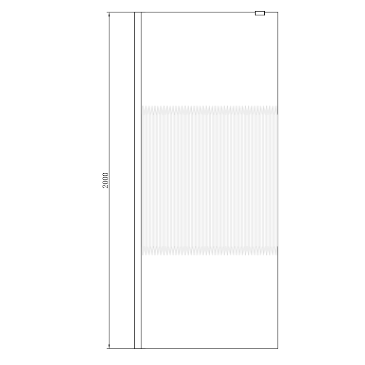 Fluted Glass 800mm Wet Room Shower Screen with Wall Support Bar - Matira