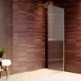 900mm Brushed Brass Ribbed / Fluted Glass Shower Screen for Wet Room & Walk In Shower - Matira