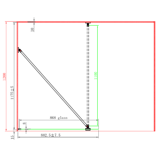 Fluted Glass 900mm Wet Room Shower Screen with Wall Support Bar - Matira