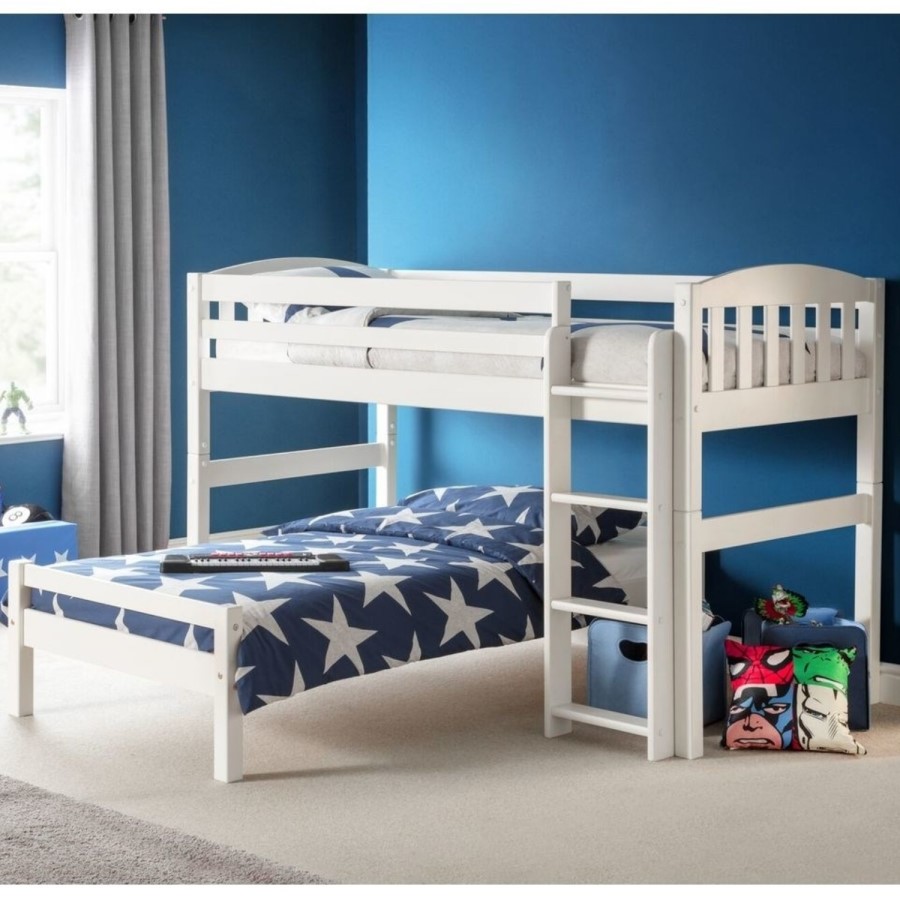 Julian Bowen Max L Shaped Combination Bunk Bed in Stone White