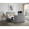 Double TV Bed Frame in Grey Fabric - Mayfair - LPD