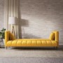 ALMOST PERFECT - Yellow Velvet Click Clack Sofa Bed - Seats 3 - Mabel