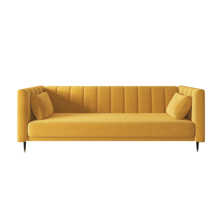 GRADE A1 - Yellow Velvet Click Clack Sofa Bed - Seats 3 - Mabel