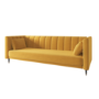 ALMOST PERFECT - Yellow Velvet Click Clack Sofa Bed - Seats 3 - Mabel