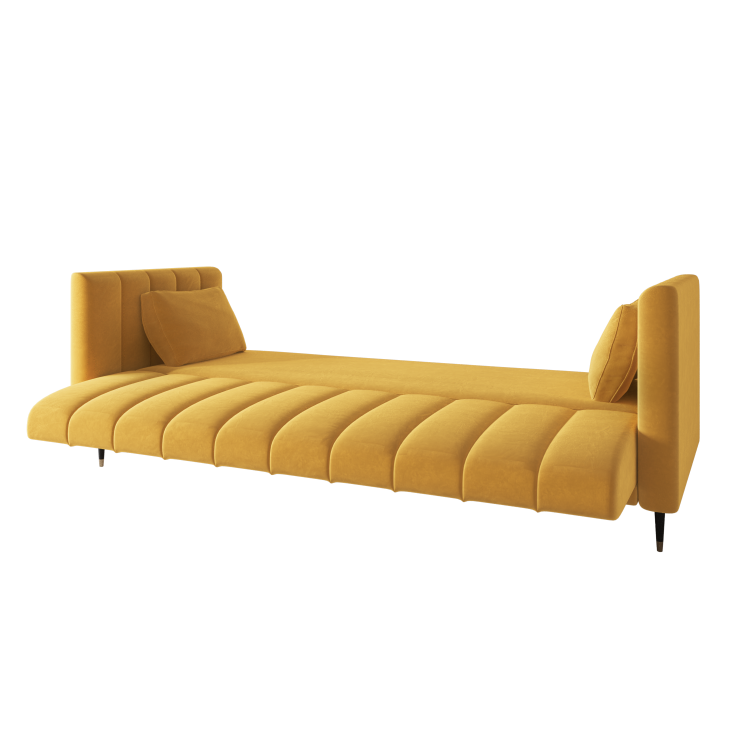 GRADE A1 - Yellow Velvet Click Clack Sofa Bed - Seats 3 - Mabel