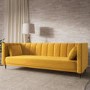 ALMOST PERFECT - Yellow Velvet Click Clack Sofa Bed - Seats 3 - Mabel