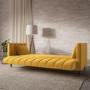 ALMOST PERFECT - Yellow Velvet Click Clack Sofa Bed - Seats 3 - Mabel