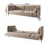 Beige Velvet Click Clack Sofa Bed - Seats 3 - Mabel