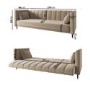 GRADE A1 - Beige Velvet Click Clack Sofa Bed - Seats 3 - Mabel