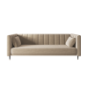 Beige Velvet Click Clack Sofa Bed - Seats 3 - Mabel