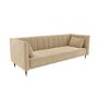 ONLY OPENED - Beige Velvet 3 Seater Sofa Bed with Cushions - Sleeps 2 - Mabel