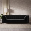 MBL003 Black Velvet Click Clack Sofa Bed - Seats 3 - Mabel