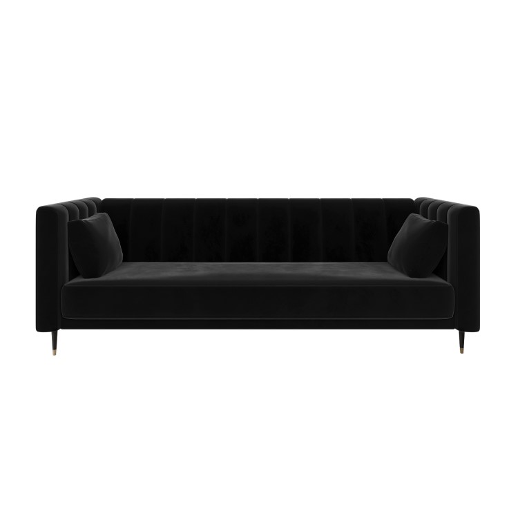 Black Velvet Click Clack Sofa Bed - Seats 3 - Mabel