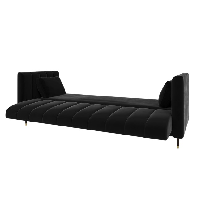 ONLY OPENED - Black Velvet Click Clack Sofa Bed - Seats 3 - Mabel