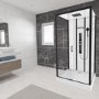 Insignia Monochrome Black Framed Rectangular Shower Cabin 1150 x 850