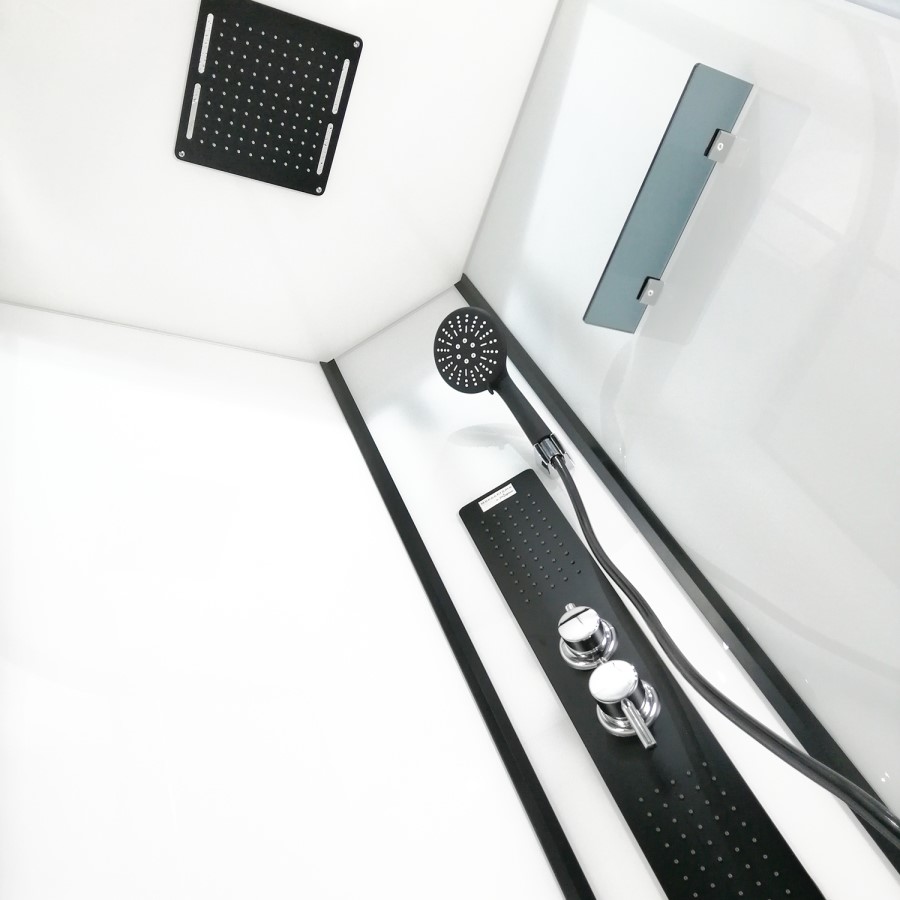 Insignia Monochrome Black Framed Rectangular Shower Cabin 1150 x 850