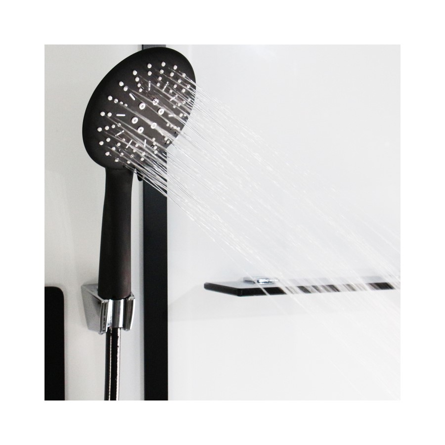 Insignia Monochrome Black Framed Rectangular Shower Cabin 1150 x 850