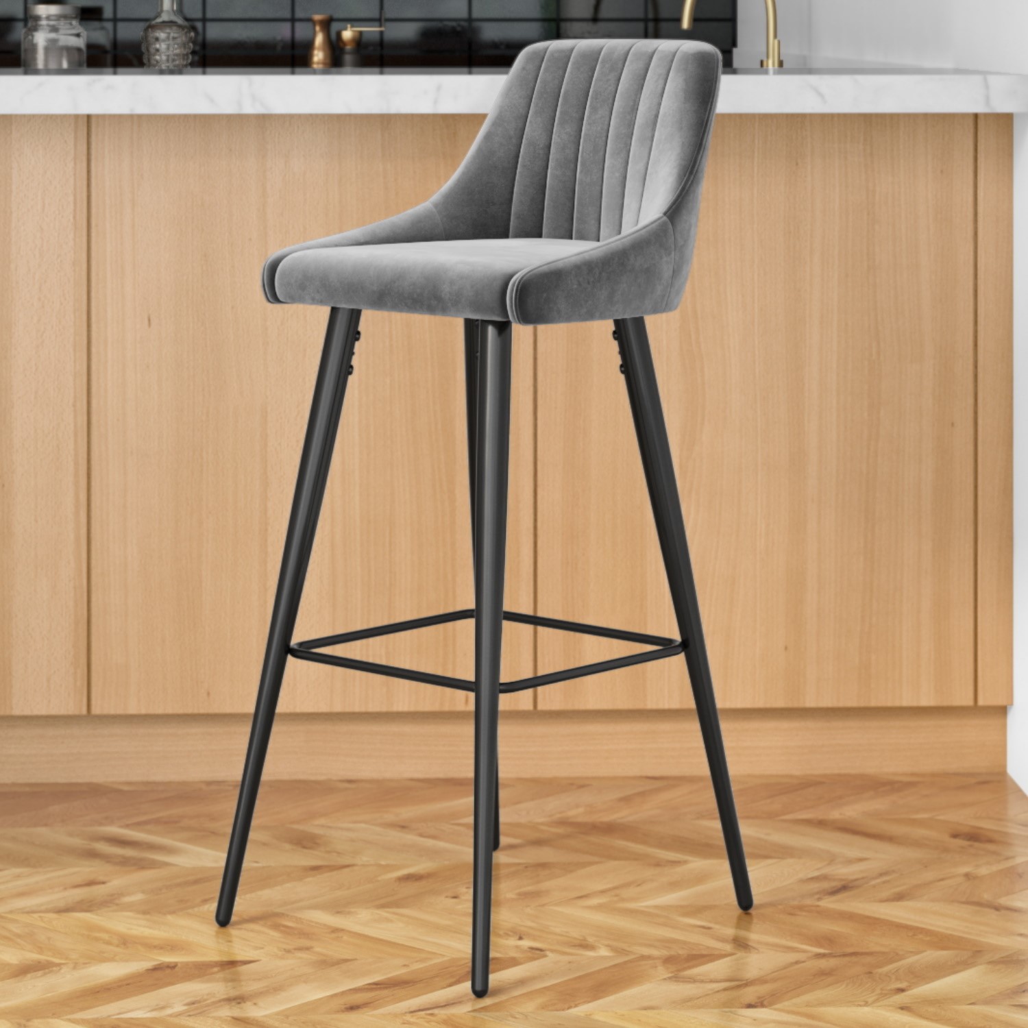 macie upholstered grey counter stool