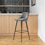 Grey Velvet Bar Stool with Back - 77cm - Macie