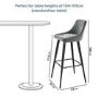 Grey Velvet Bar Stool with Back - 77cm - Macie