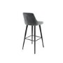 Grey Velvet Bar Stool with Back - 77cm - Macie