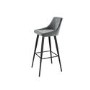 Grey Velvet Bar Stool with Back - 77cm - Macie